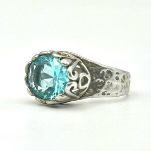 Sterling Silver & Aqua Blue Glass Ring by  Didae Israel Size 7